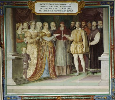 The Marriage of Ottavio Farnese and Margaret of Austria, Villa Farnese, Caprarola, Italy by Taddeo Zuccari